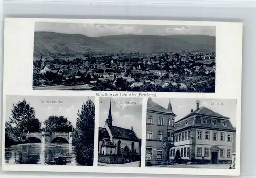 Lauda-Koenigshofen Lauda Tauberbruecke Marienkapelle Rathaus * / Lauda-Koenigshofen /Main-Tauber-Kreis LKR