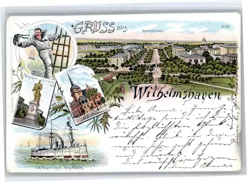 Wilhelmshaven Wilhelmshaven Prinz Adalbertdenkmal S.M. Panzerschiff Koenig Wilhelm Rathaus x / Wilhelmshaven /Wilhelmshaven Stadtkreis
