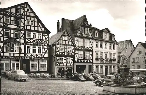 Hachenburg Westerwald Alter Markt Brunnen Westerwald-Bank Amts-Apotheke / Hachenburg /Westerwaldkreis LKR