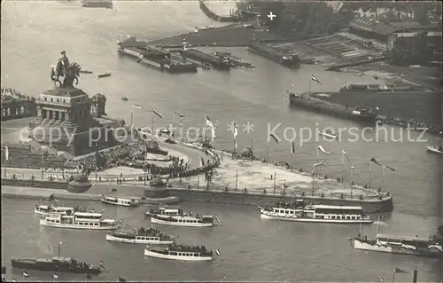 Koblenz Rhein Das Deutsche Eck Reiterstandbild Kaiser Wilhelm I. Dampfer / Koblenz /Koblenz Stadtkreis