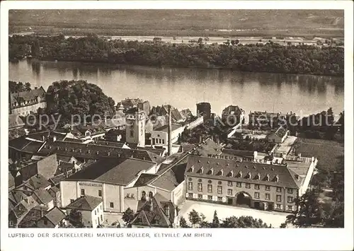 Eltville Rhein Fliegeraufnahme Sektkellerei Matheus Mueller / Eltville am Rhein /Rheingau-Taunus-Kreis LKR