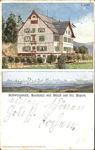 Schweigmatt Kurhotel Alpen Kuenstlerkarte L. Zorn / Schopfheim /Loerrach LKR