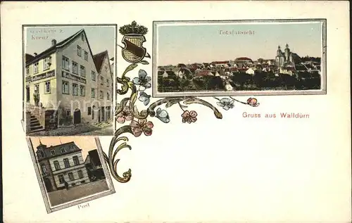 Wallduern Post Gasthaus zum Kreuz Bahnpost-Stempel / Wallduern /Neckar-Odenwald-Kreis LKR