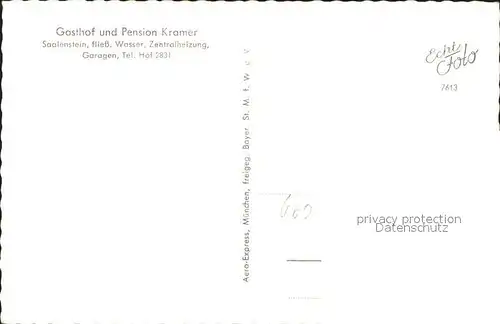 Saalenstein Gasthof Pension Kramer Fliegeraufnahme / Koeditz /Hof LKR