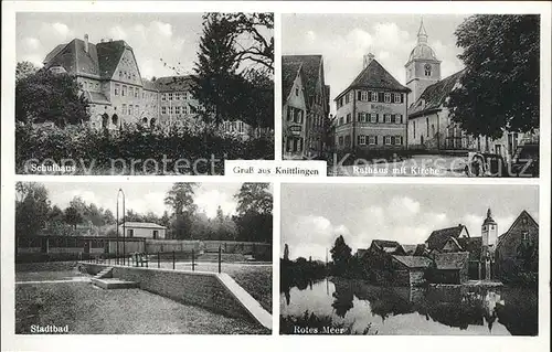 Knittlingen Schulhaus Rathaus Kirche Stadtbad Rotes Meer / Knittlingen /Enzkreis LKR