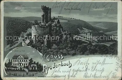 Brodenbach Ruine Ehrenburg Hotel zur Post / Brodenbach /Mayen-Koblenz LKR