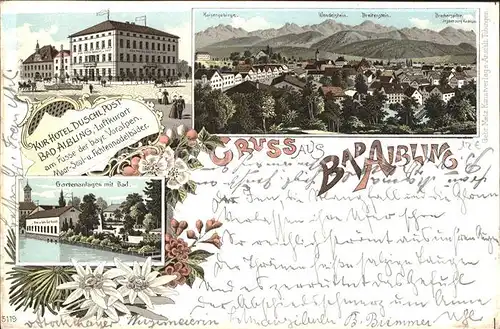 Bad Aibling Kur Hotel Duschl. Post Kaisergebirge Wendelstein Breitenstein Gartenanlagen mit Bad / Bad Aibling /Rosenheim LKR