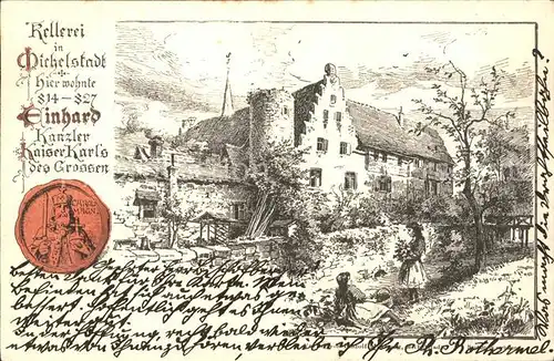 Michelstadt Kellerei hier wohnte 814-827 Einhard Kanzler Kaiser Karl's des Grassen / Michelstadt /Odenwaldkreis LKR
