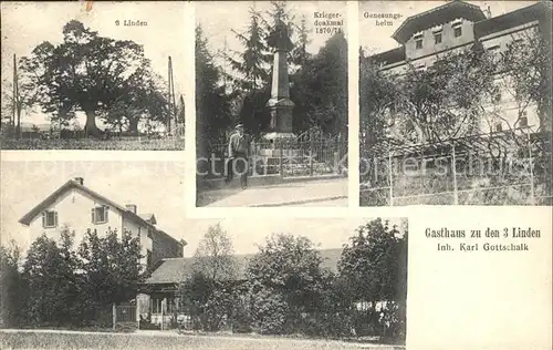 Neuenhain Taunus Gasthaus zu den 3 Linden Kriegerdenkmal Genesungsheim  / Bad Soden am Taunus /Main-Taunus-Kreis LKR