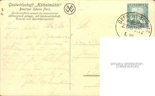 Plauen Vogtland Bahnpost Gastwirtschaft Koelbelmuehle / Plauen /Vogtlandkreis LKR