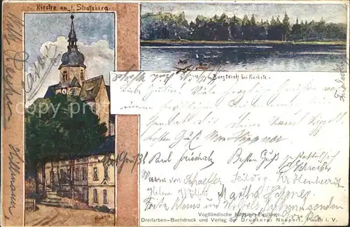 Kuerbitz Burgteich Kirche zu Strafsberg / Weischlitz /Vogtlandkreis LKR