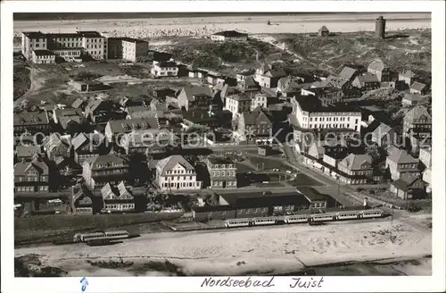 Juist Nordseebad Fliegeraufnahme Strand Strassenbahn / Juist /Aurich LKR