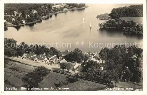 Nedlitz Potsdam Fliegeraufnahme Wirtshaus Roemerschanze am Jungfernsee / Potsdam /Potsdam Stadtkreis