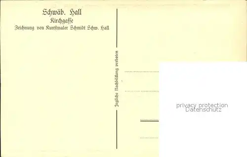 Schwaebisch Hall Kirchgasse Kuenstlerkarte / Schwaebisch Hall /Schwaebisch Hall LKR
