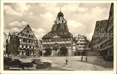 Herrenberg Gaeu Marktplatz Brunnen / Herrenberg /Boeblingen LKR