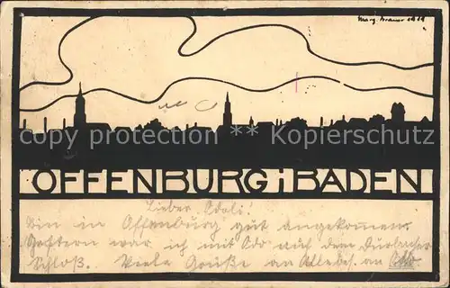 Offenburg Scherenschnitt Kuenstlerkarte Marg. Brauer / Offenburg /Ortenaukreis LKR