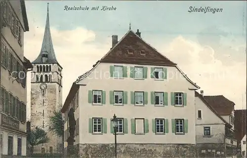 Sindelfingen Realschule mit Kirche / Sindelfingen /Boeblingen LKR