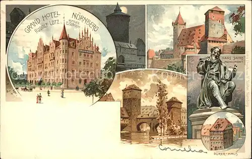 Nuernberg Grandhotel Rudolf Lotz Hans Sachs-Monument Henkersteg Duerer-Haus / Nuernberg /Nuernberg Stadtkreis