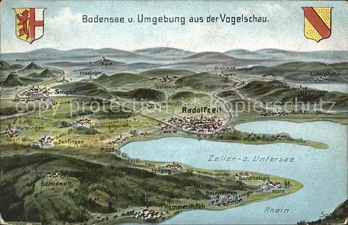 Bodensee Panoramakarte Wappen / Bodensee /Goettingen LKR
