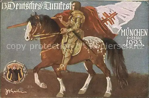 Muenchen Deutsches Turnfest 5.-21. Juli 1923 Ritter Pferd  / Muenchen /Muenchen LKR