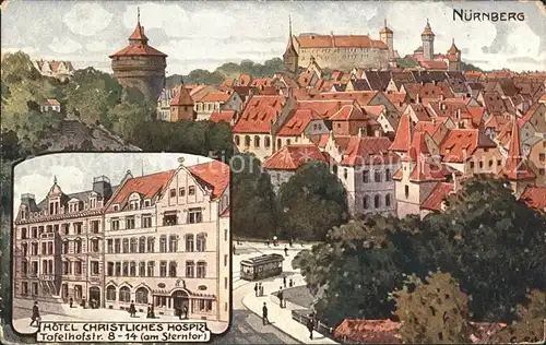 Nuernberg Hotel Christliches Hospiz Kuenstlerkarte / Nuernberg /Nuernberg Stadtkreis