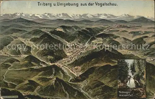 Triberg Schwarzwald Panoramakarte und Wasserfall / Triberg im Schwarzwald /Schwarzwald-Baar-Kreis LKR