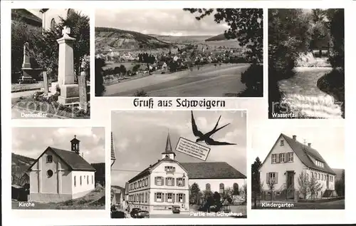 Schweigern Denkmal Wasserfall Kirche Schulhaus Kindergarten Briefschwalbe / Boxberg /Main-Tauber-Kreis LKR