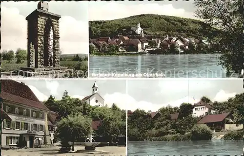 Kadelburg Kriegerdenkmal Partie am Rhein Brunnen Kirche / Kuessaberg /Waldshut LKR