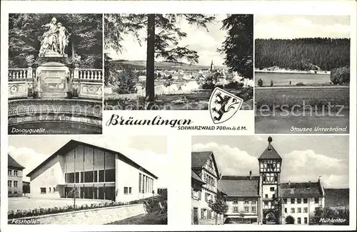 Braeunlingen Donauquelle Stausee Unterbraend Festhalle Muehlentor Wappen / Braeunlingen /Schwarzwald-Baar-Kreis LKR
