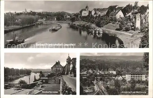 Jagstfeld Partie am Neckar Kahn Binnenschiffahrt Kindersolbad Bethesda / Bad Friedrichshall /Heilbronn LKR