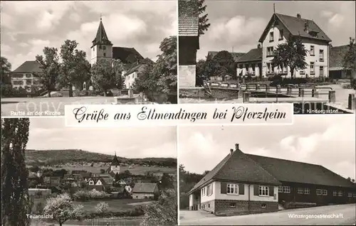 Ellmendingen Kirche Kindergarten Teilansicht Winzergenossenschaft / Keltern /Enzkreis LKR