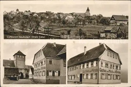 Neubulach Ortsansicht mit Kirche Luftkurort Gasthaus zum Hirsch / Neubulach /Calw LKR