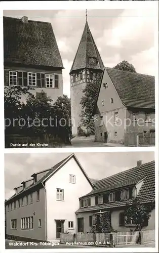 Walddorf Reutlingen Partie an der Kirche Vereinshaus des CVJM / Walddorfhaeslach /Reutlingen LKR