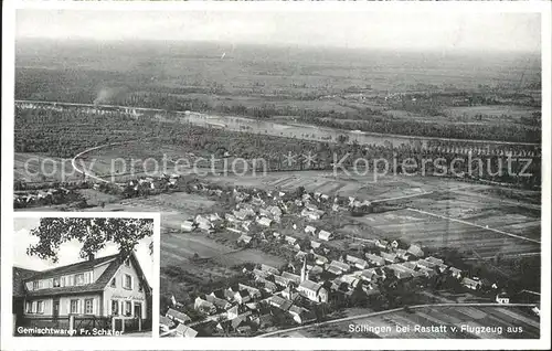 Soellingen Rheinmuenster Fliegeraufnahme Gemischtwarenladen Straehle Bild Nr. 14906 / Rheinmuenster /Rastatt LKR