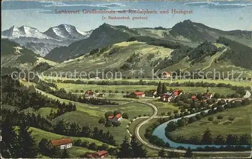 Grossholzleute Gesamtansicht mit Alpenpanorama Rindalphorn Hochgrat / Isny im Allgaeu /Ravensburg LKR