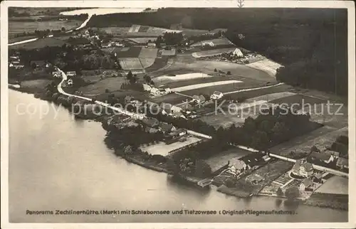 Zechlinerhuette Panorama mit Schlabornsee und Tietzowsee Fliegeraufnahme / Rheinsberg /Ostprignitz-Ruppin LKR