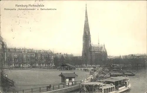 Hohenfelde Hamburg Alsterpartie Kuhmuehlenteich Gertrudenkirche / Hamburg /Hamburg Stadtkreis