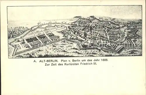 Berlin Stich von 1688  / Berlin /Berlin Stadtkreis