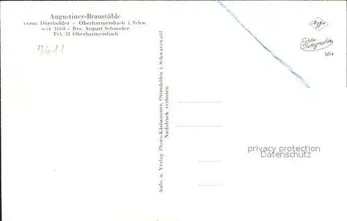 Oberharmersbach Augustiner Braustueble / Oberharmersbach /Ortenaukreis LKR