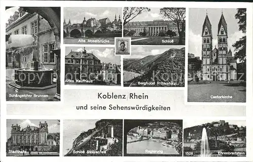 Koblenz Rhein Castorkirche Ehrenbreitstein Schloss Stolzenberg Moselbruecke / Koblenz /Koblenz Stadtkreis