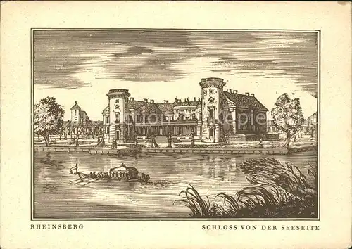 Rheinsberg Schloss Holzschnitt Prof. W. Majutin / Rheinsberg /Ostprignitz-Ruppin LKR