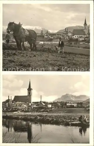 Teisendorf Oberbayern Bauer mit Pferdepflug / Teisendorf /Berchtesgadener Land LKR