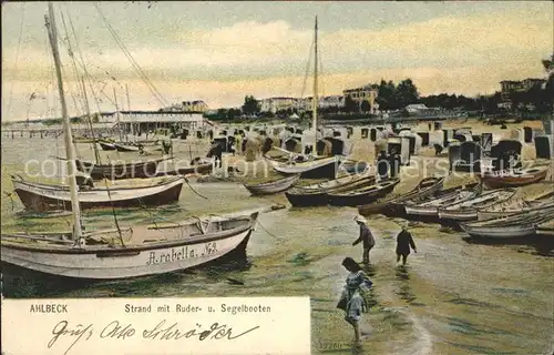Ahlbeck Ostseebad Strand mit Ruderbooten / Heringsdorf Insel Usedom /Ostvorpommern LKR