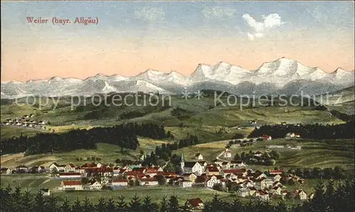 Weiler-Simmerberg Vogelperspektive mit Alpenkette / Weiler-Simmerberg /Lindau LKR
