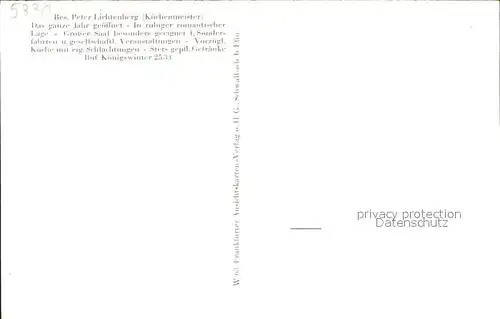 Heisterbacherrott Gasthaus Pension zum Siebengebirge Peter Lichtenberg / Koenigswinter /Rhein-Sieg-Kreis LKR