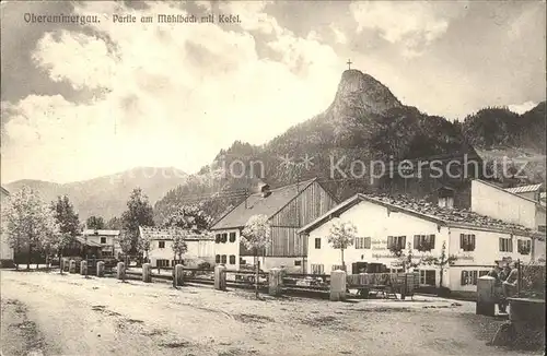 Oberammergau Partie am Muehlbach mit Kofel / Oberammergau /Garmisch-Partenkirchen LKR