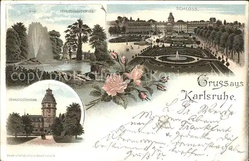 Karlsruhe Baden Schlossgartensee Schloss Schlossthurm / Karlsruhe /Karlsruhe LKR