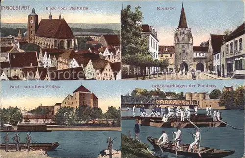 Ingolstadt Donau Blick vom Pfeifturm Kreuztor Partie mit altem Schloss Brueckenschlagen der Pioniere / Ingolstadt /Ingolstadt Stadtkreis