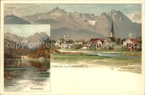 Garmisch-Partenkirchen Kuenstlerkarte H. Rissersee Deuchert / Garmisch-Partenkirchen /Garmisch-Partenkirchen LKR