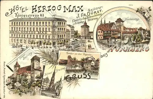 Nuernberg Hotel Herzog Max Henkersteg Partie an der Pegnitz Kaiser Stallung / Nuernberg /Nuernberg Stadtkreis